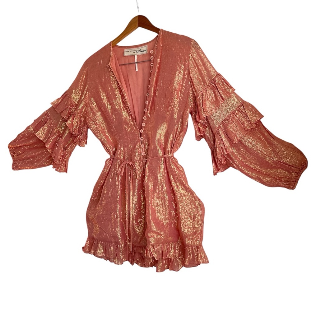 JEN’S PIRATE BOOTY x FREE PEOPLE Livia Ruffle Metallic Romper Size XS
